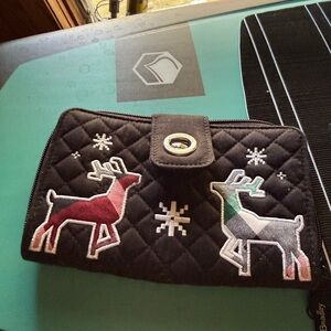 Vera Bradley RFID Turnlock wallet in Nordic Multi plaid with reindeer
